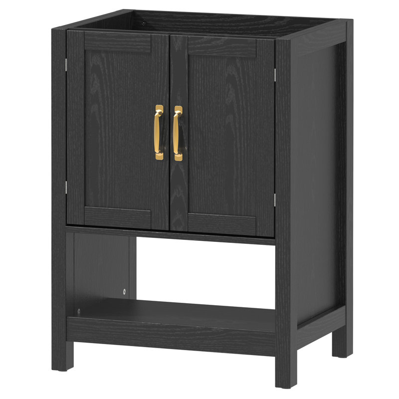 Base de meuble-lavabo simple 24 po seulement, Noir, Gold