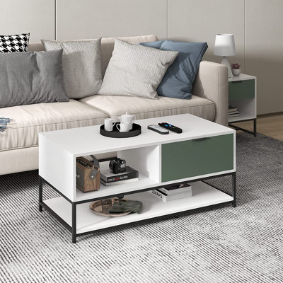 Table basse Raissa avec tablettes et tiroir