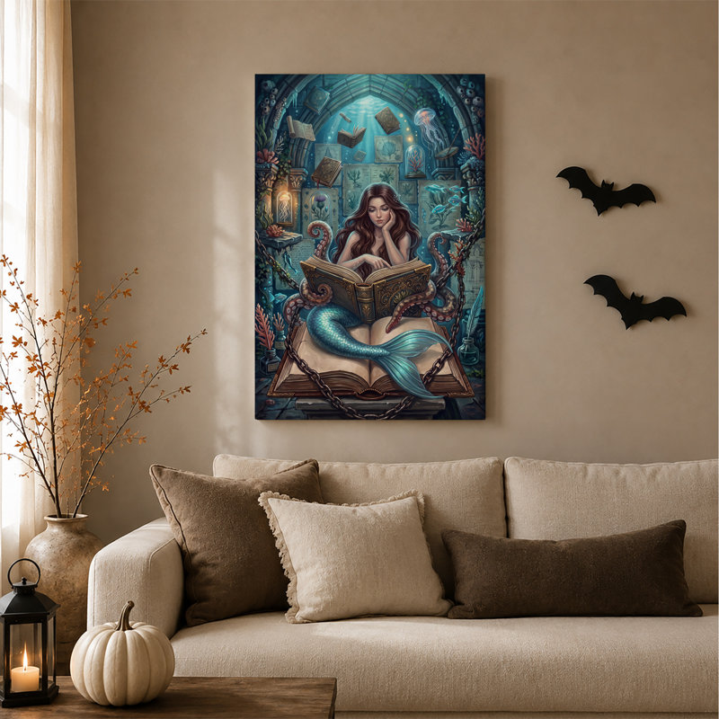 Art mural sur toile, "Mermaid Octopus", H 36 po x l 24 po