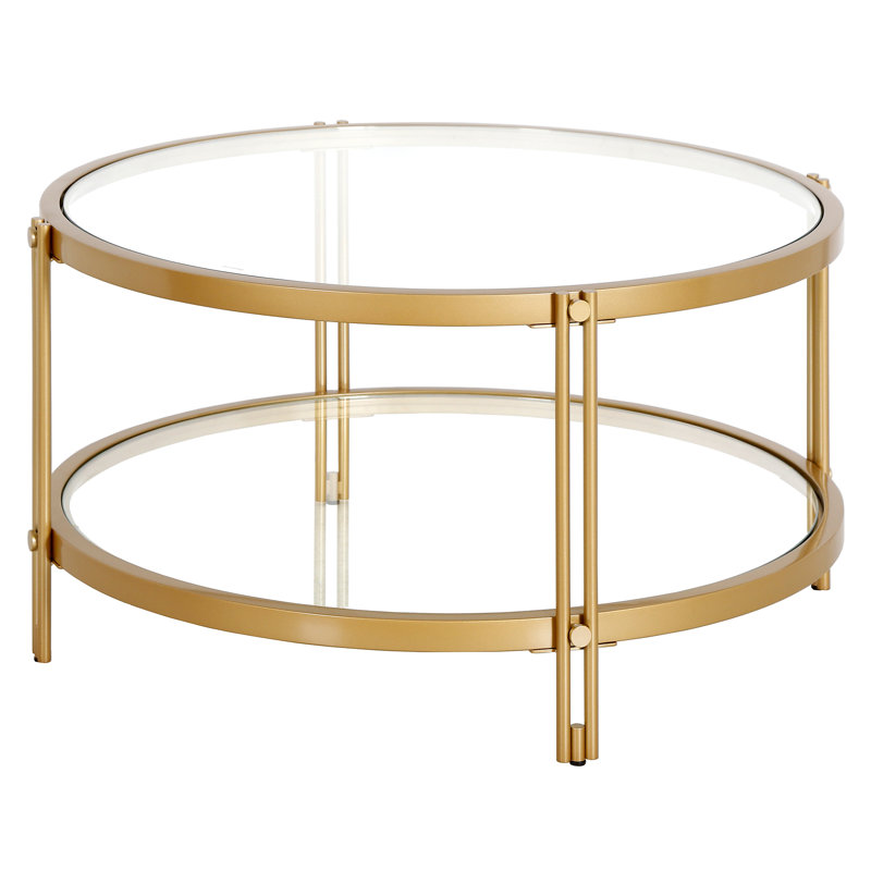 Abdul-Muizz Glass Top Coffee Table, Brass