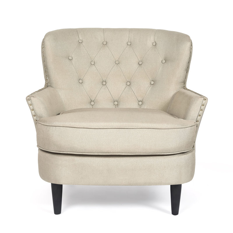 Upholstered Armchair, Beige Linen Blend