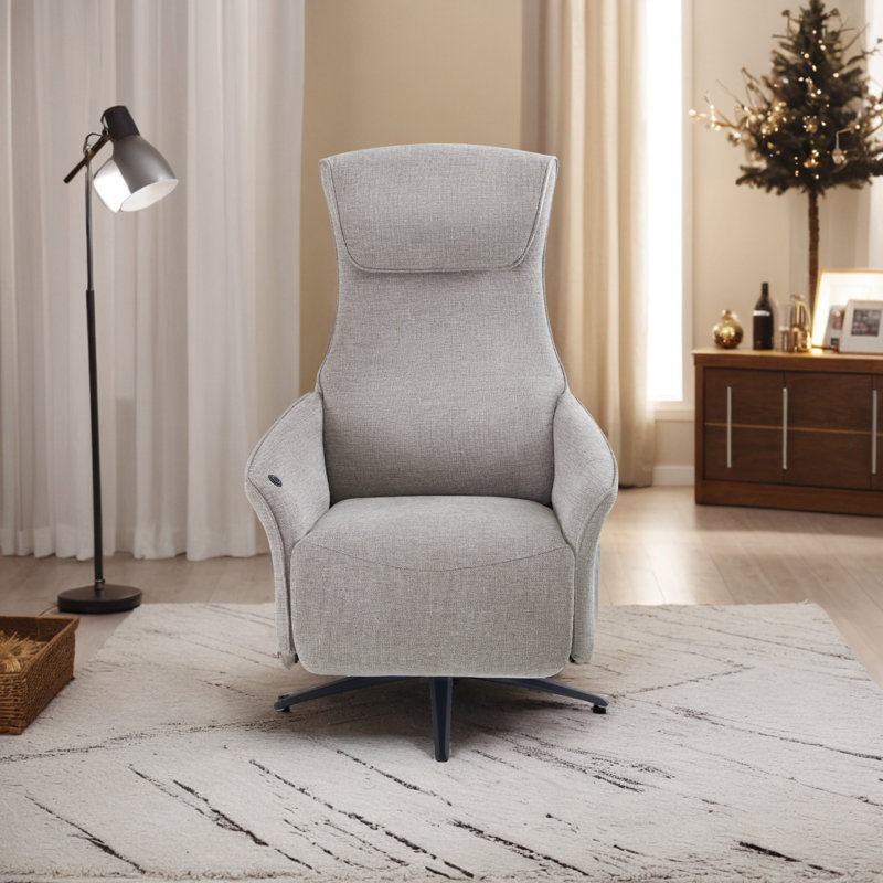 Dual Motor Power Swivel Recliner Chair with Airbag Massage, USB & Type-C Modern Accent Chair, Light Gray