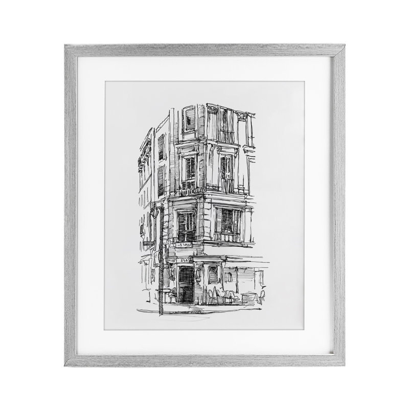 «Parisian Boulevard Architecture», reproduction sous verre encadrée, conception par Ethan Harper, Cadre de ferme gris