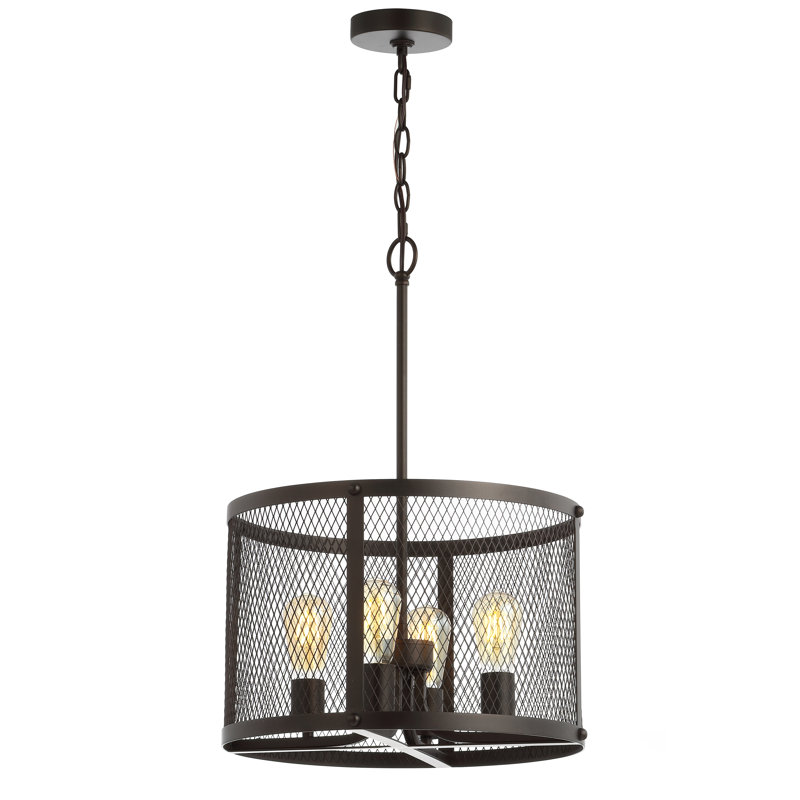 Luminaire suspendu tambour 4 lumières unique queues
