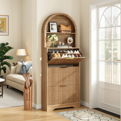 Armoire de rangement arquée pour chaussures avec 3 tiroirs rabattables