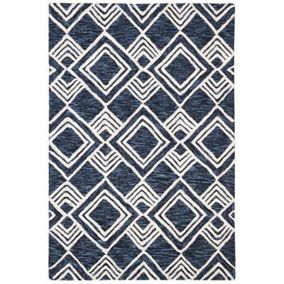 Tapis géométrique en laine touffeté à la main Vedika