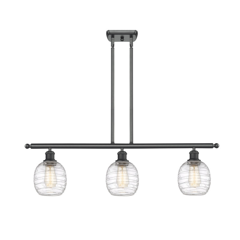 Luminaire suspendu linéaire à 3 lumières pour îlot de cuisine Carlucci, DEL, Noir mat