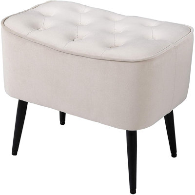Tabouret de pieds capitonné en velours de 17 po x 19,5 po BirdRock Home, blanc