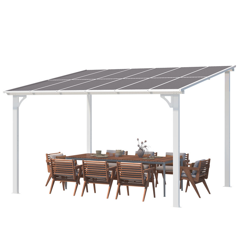 Aluminum Pergola with Canopy, 365.76cm x 304.8cm, White