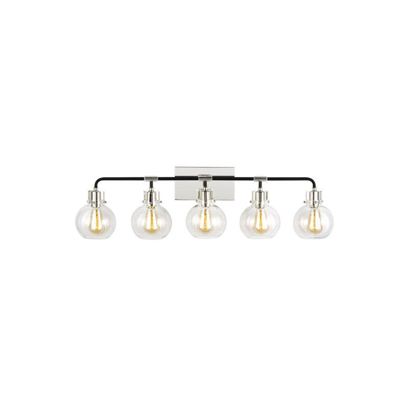 Éclairage de salle de bain à intensité variable 5 lumières Byrne, Nickel poli