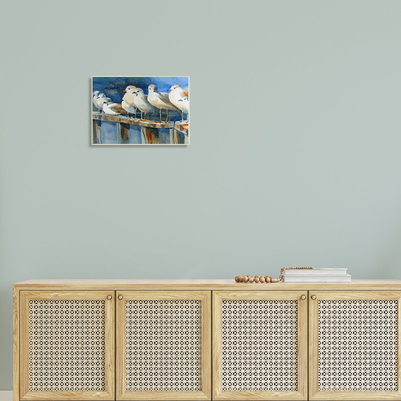 Balade sur la plage avec balançoires côtières par MB Cunningham - Peinture, Bois, H 13 po x l 19 po x P 0,5 po