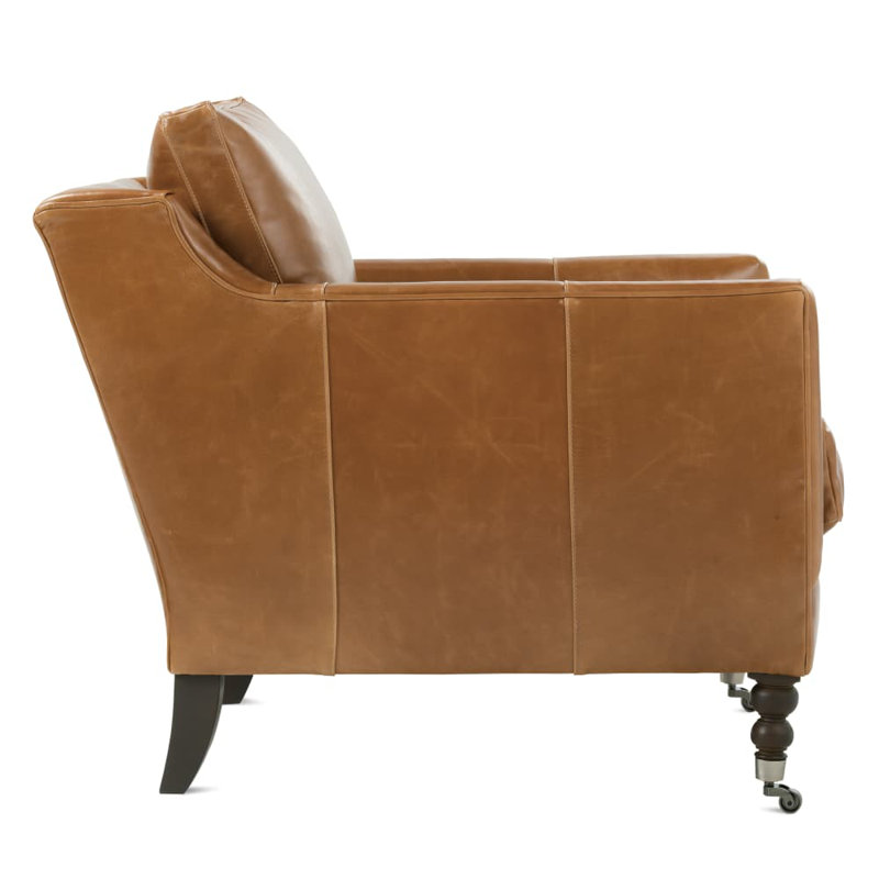Madeline Armchair, Brown Genuine Leather, Carob