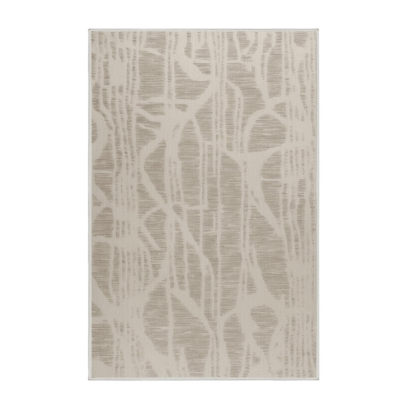 Machine Washable Abstract Beige Area Rug, Rectangle 7' x 9'