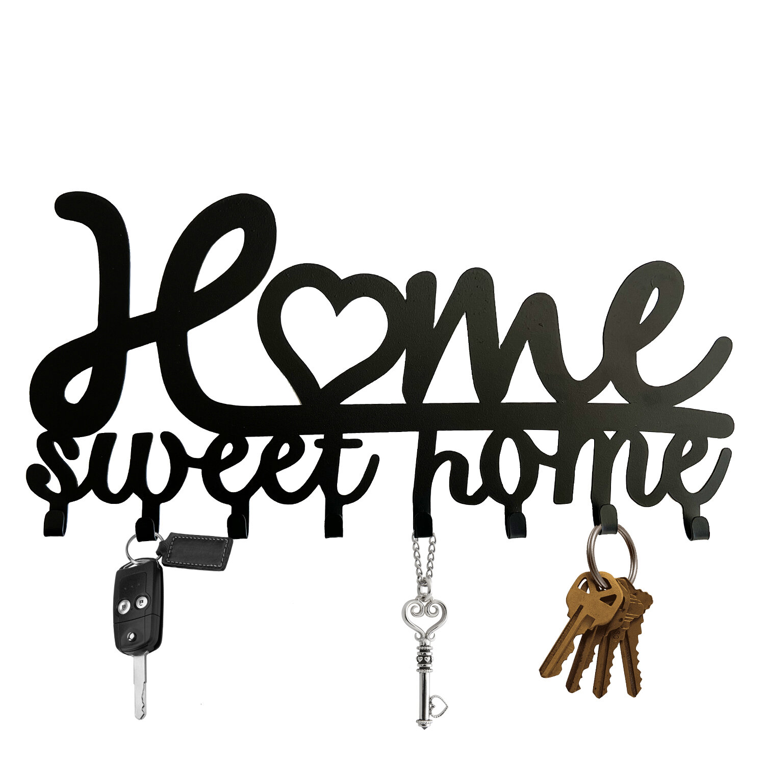 Rosalind Wheeler 8 Hook Racks Black Metal Key Holder Hooks Sweet Home ...