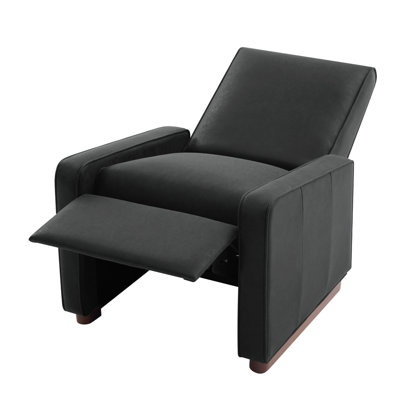 Fauteuil inclinable manuel moderne, revêtement en PU, 2 positions, dossier réglable à 160°, pieds en bois d'hévéa et noyer, idéal pour le salon, la chambre et le home cinéma.