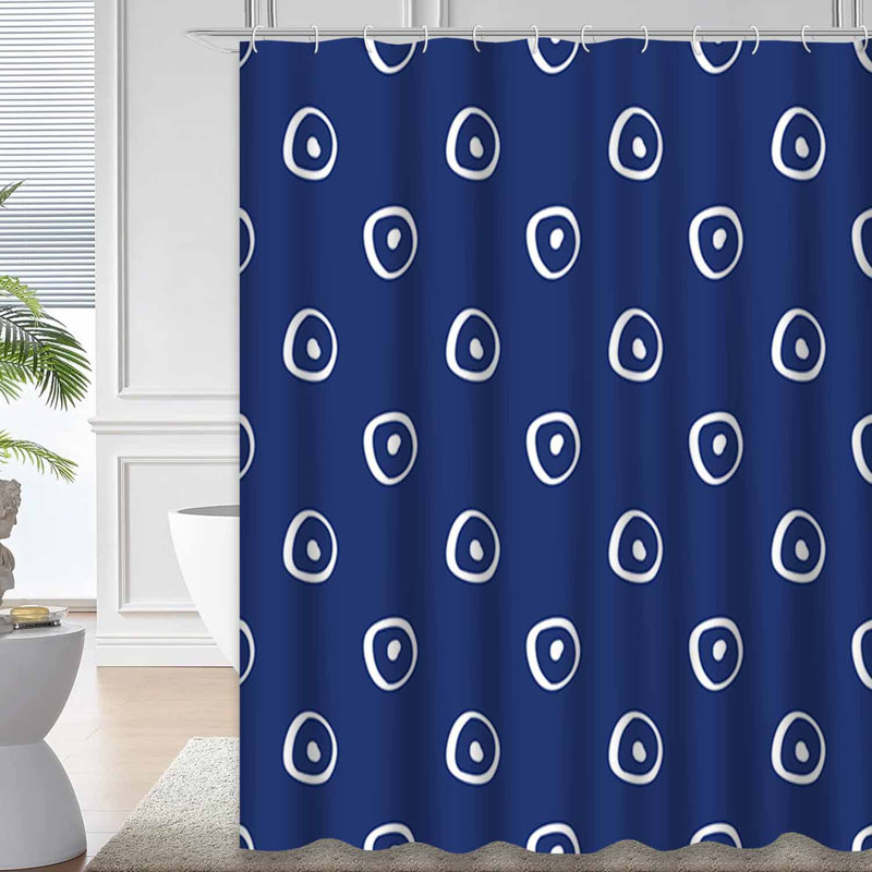 Rideau de douche abstrait à motif de cercles bleus abstraits avec 12 crochets, L 72 po x l 84 po