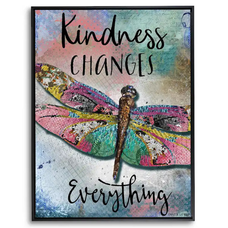 Kindness Changes Everything Print by Jennifer Lambein, 26" H x 20" W x 2" D, No Mat, Black Floater Framed Canvas