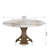 Aversa Modern Round Dining Table, Sintered Stone & Travertine Top With Lazy Susan | 1-Step Assembly, Farmhouse Kitchen Table For Dining Room-296602376-296602371