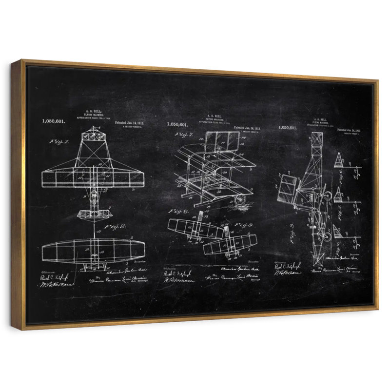 Plan de l'avion, Cadre flottant doré, 25 po x 17 po