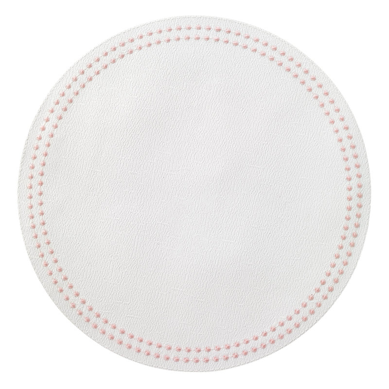 Pearls Vinyl Round Placemats, Pure White/Rose
