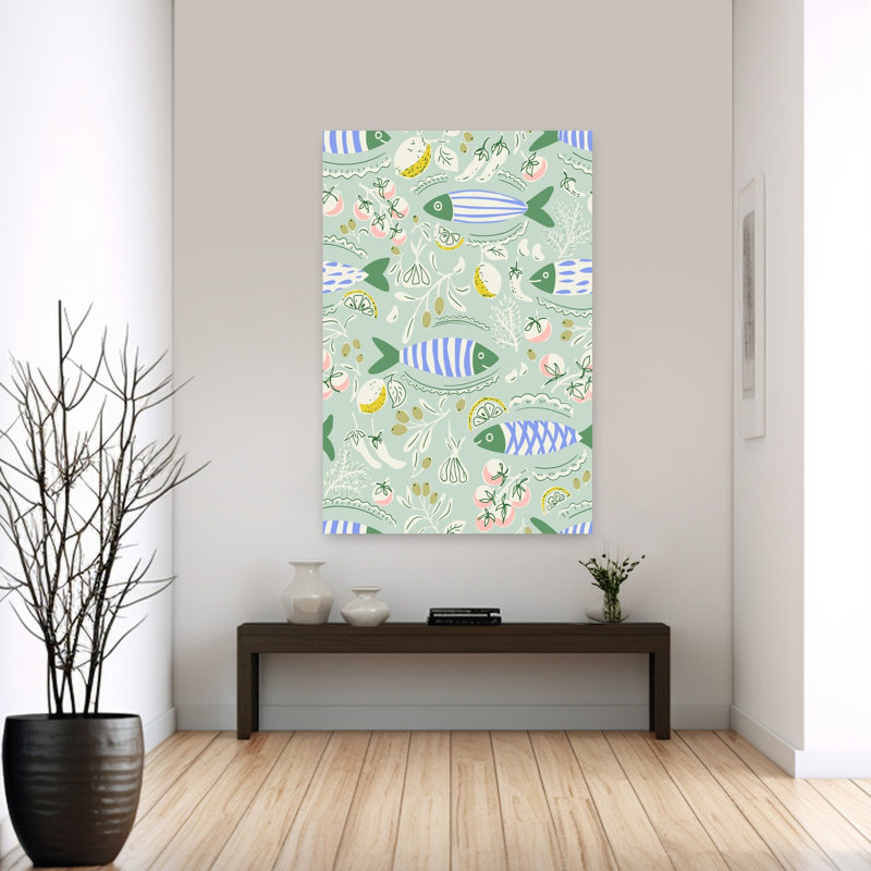 Art mural ludique bord de mer, H 60 po x l 40 po