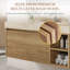 Meuble-lavabo rectangulaire de 48 po avec lavabo simple en céramique, comptoir en pierre frittée, armoire en bois cannelé avec tablettes ouvertes et grand rangement-685976999-685976997