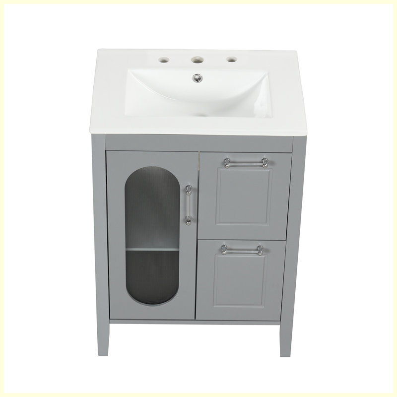 Meuble-lavabo moderne avec lavabo et tiroirs Modern, Gris