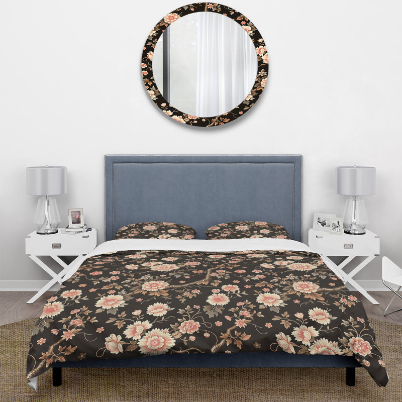 Ensemble de housse de couette Brown Garden, Housse de couette très grand et 2 très grandes t