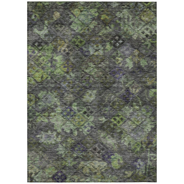 Machine Washable Indoor/Outdoor Chantille ACN1109 Green Rug
