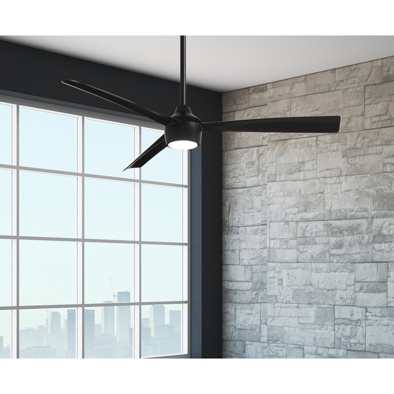 3-Blade 56" Sweep Skinnie Ceiling Fan with Hand Held Remote Control, Black