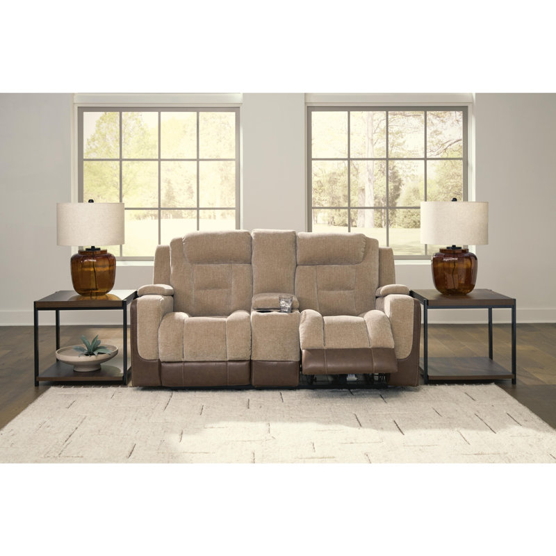 Causeuse inclinable électrique avec console, Brun