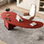 Bureau 2 tiroirs rouge + noir + bois franc incurvé + acier Barenia + acier + acrylique-1954360287-1954360273