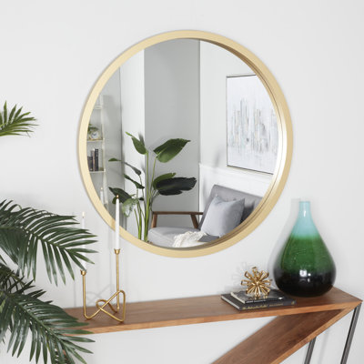 Wooden Large Round Minimalistic Wall Mirror