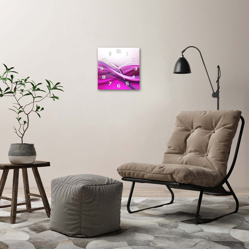 Hartlep Glass Wall Clock, White/Purple