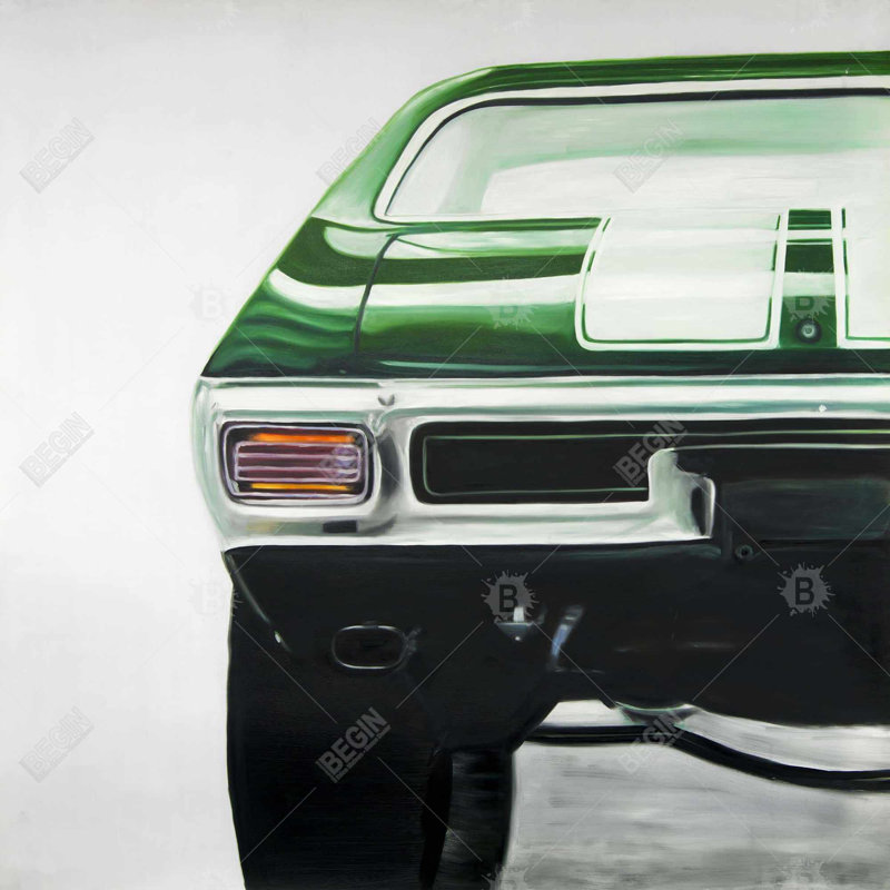 «Classic Dark Green Car» sur toile