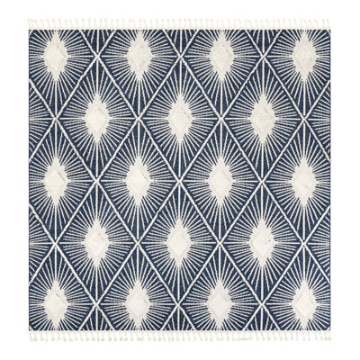 Geometric Machine Woven Polyester Area Rug in Blue