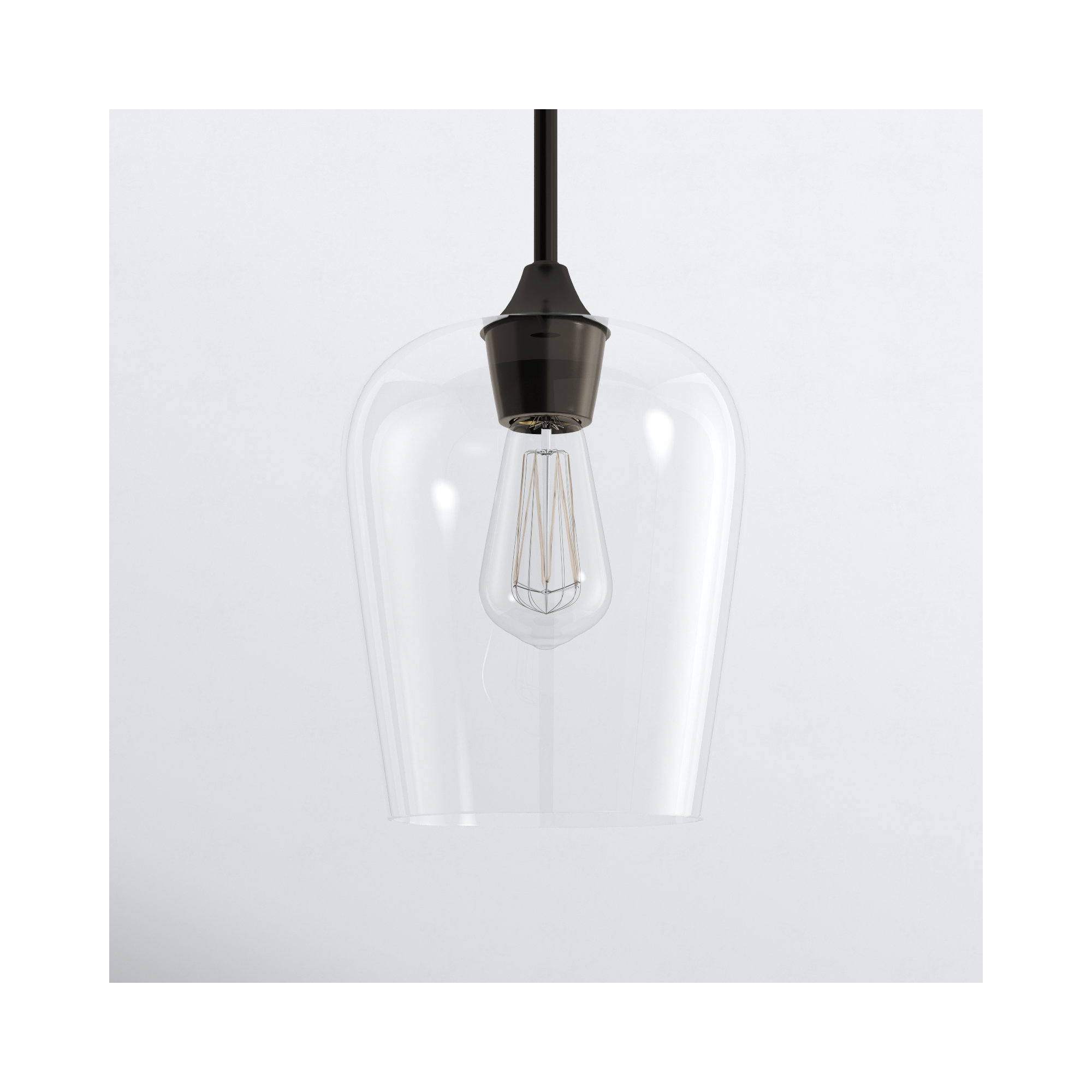 Breena Single Light Glass Steel Dimmable Pendant, English Bronze, Clear
