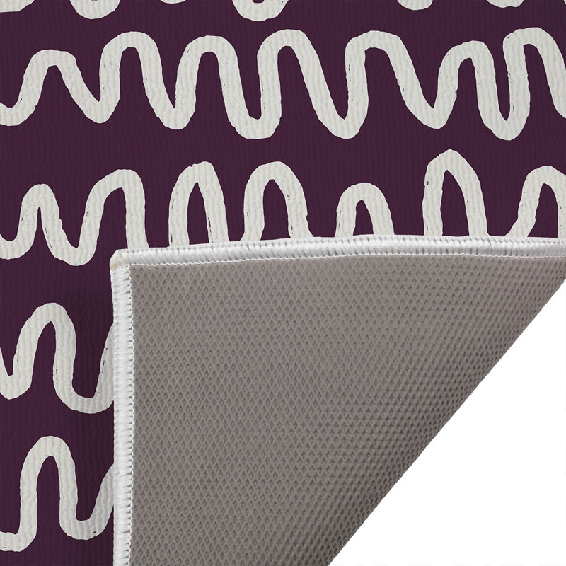 Tapis de toilette rectangulaire antidérapant et absorbant à rayures ondulées