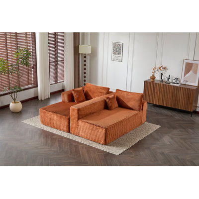 Compression Sectional Couch With Comfy Chaise, Boneless L Shape Sofa With Deep Seat, Minimalist Modular Sleeper For Living Room