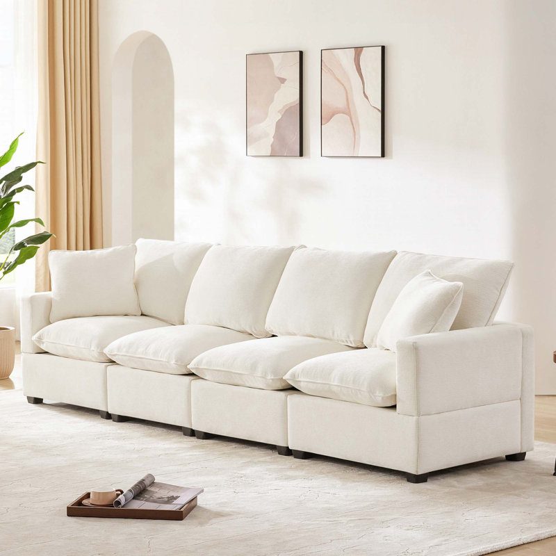 Canapé modulaire Calera, Chenille blanche