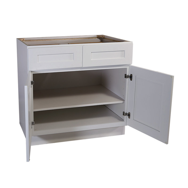 Brookings White Shaker Style Base Kitchen Cabinet with Drawers