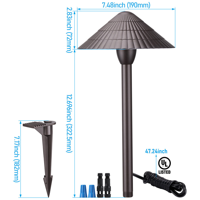 Lumière de paysage Chaleur 3W, éclairage de sentier basse tension 12V, imperméable, homologué ETL, 3000 K
