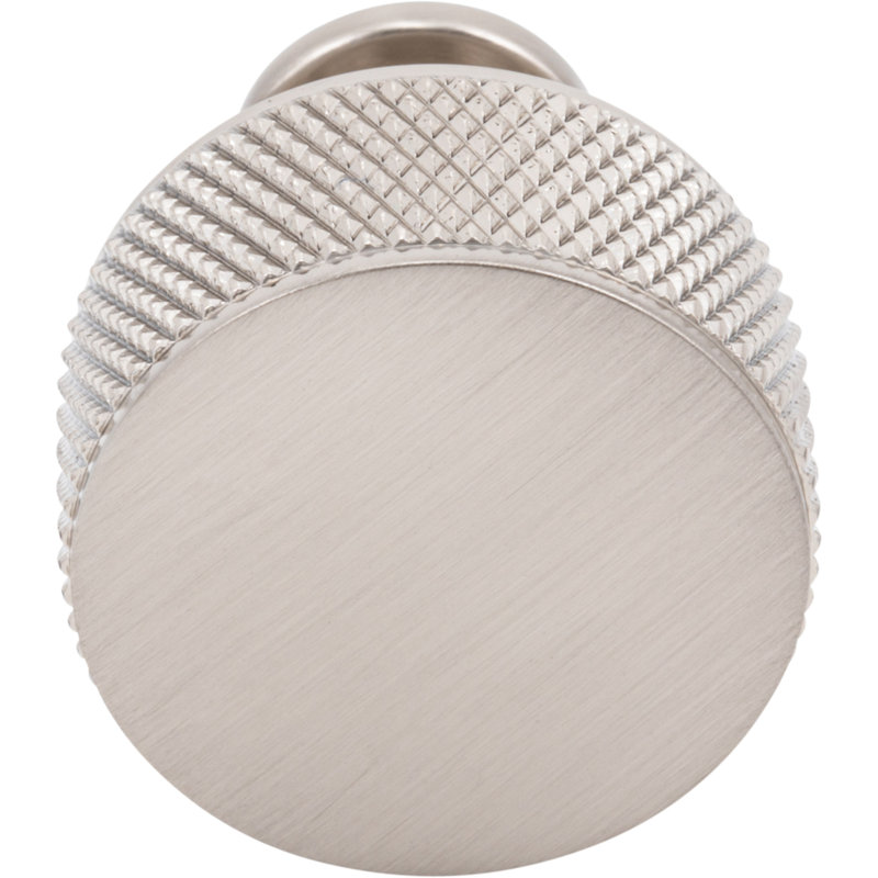 Beliza 1 1/8" Diameter Cylindrical Knurled Knob, Brushed Satin Nickel