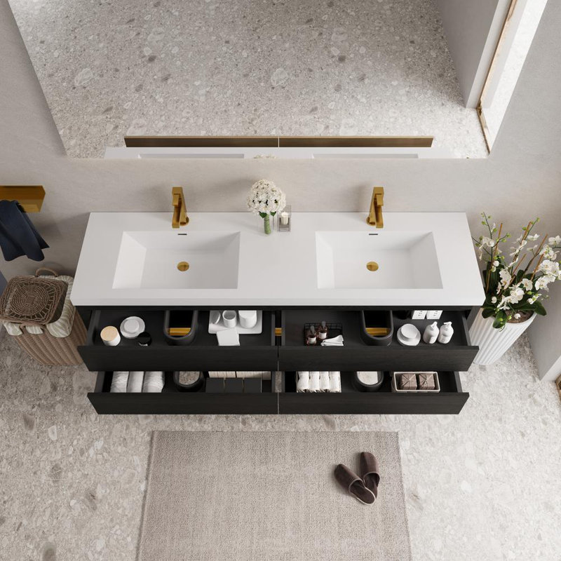 Meuble-lavabo mural 70,87 po avec lavabo