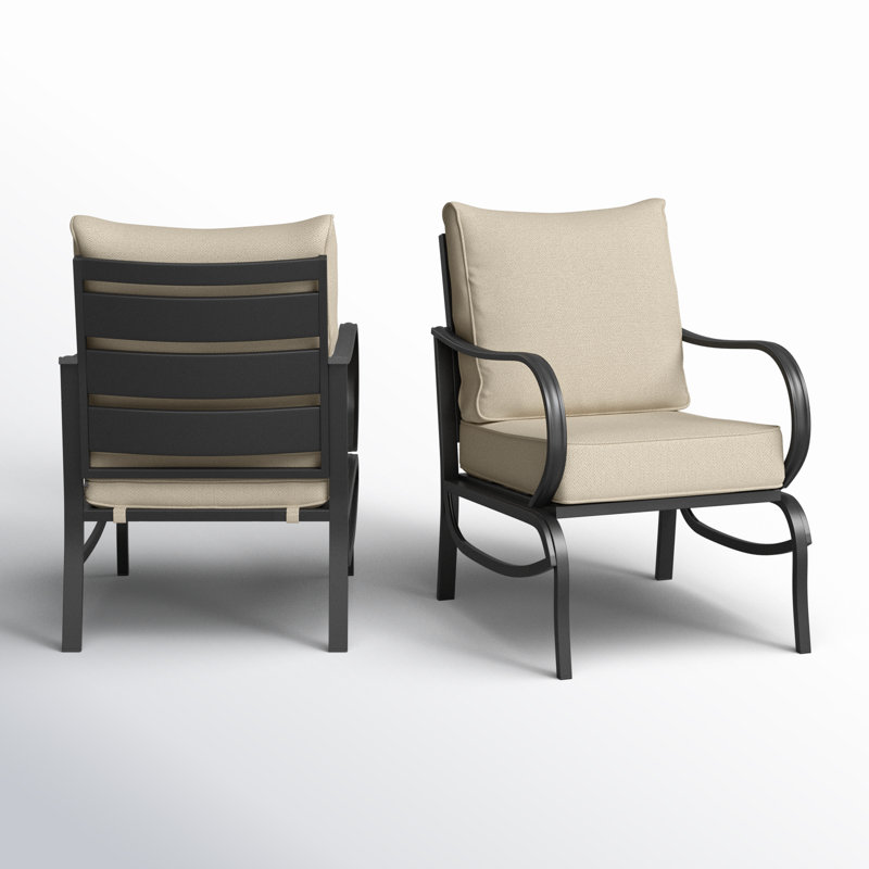 Chaise de patio en métal avec coussins Argirios (ensemble de 2), Beige