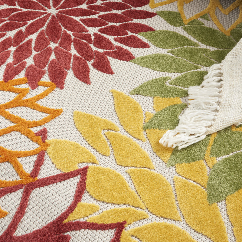 Geib Performance Floral Indoor / Outdoor Rug, Rectangle 9' x 12'