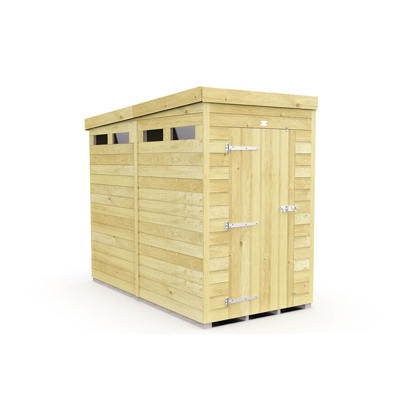 4ft x 8ft Pent Security Shed - Single Door
