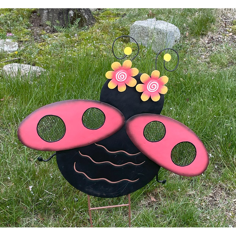 Piquet de jardin en métal pour coccinelle