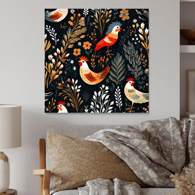 Motif de coq rouge Country Charm - Art abstrait en acrylique
