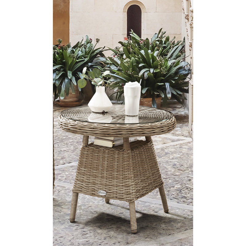 Crato Round 60Cm L Side Table, Ecru